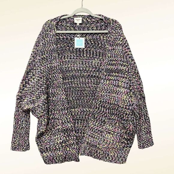 Hayden Sweaters - Hayden Black Multicolor Oversized Open Front Cardigan NWT Size 1X/2X